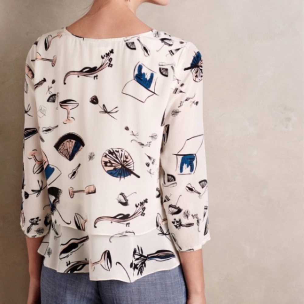 Anthropologie Maeve Silk On The Town Swing Top - Picture 2 of 2